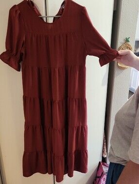 Love Olive Co. Women's Red Dress - Elegant V-Neck